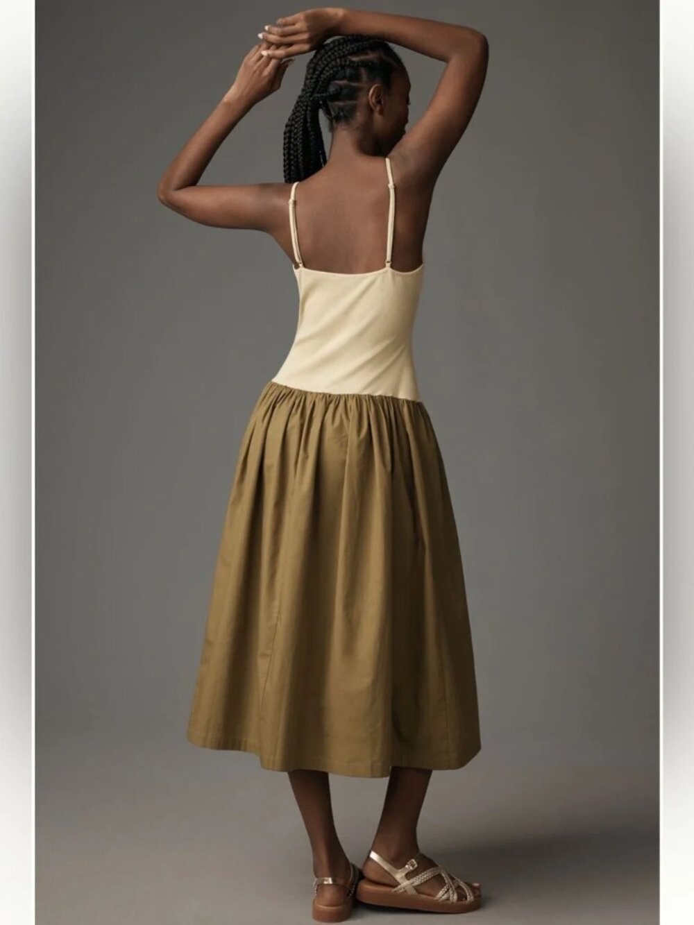 Anthropologie Maeve sleeveless ribbed poplin twofer midi dress size xs - Picture 2 of 2